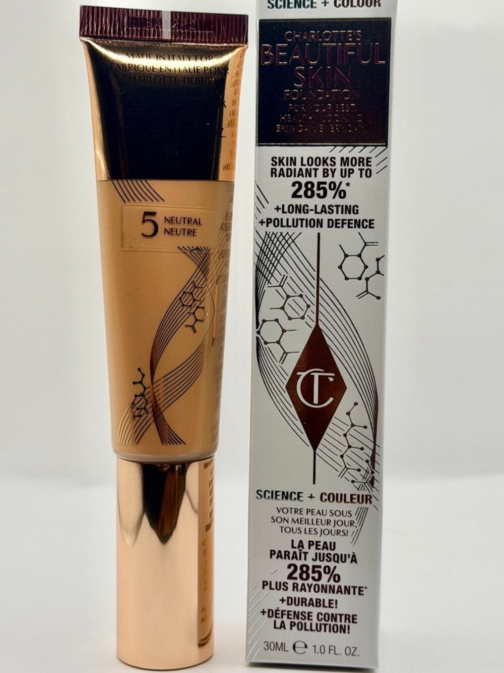 Charlotte Tilbury Beautiful Skin Foundation – 5 Neutral (30 mL) 💰 MSRP: $52